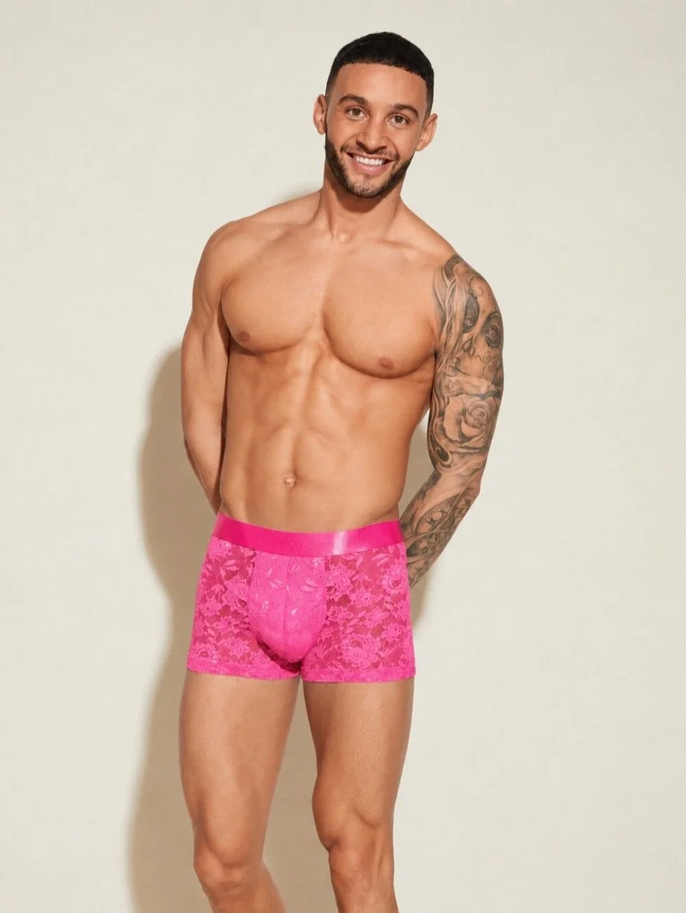 Cosabella Hot Pink Lace Boxer Briefs - Men's Stretch Lace